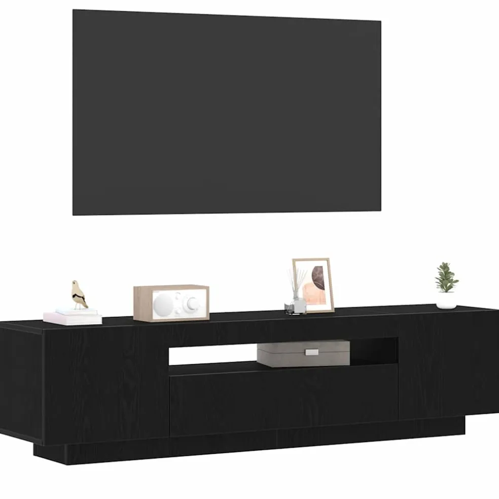 vidaXL TV-kast 160 x 35 x 40 cm Zwart Bewerkt hout