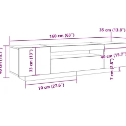 vidaXL TV-kast 160 x 35 x 40 cm Zwart Bewerkt hout