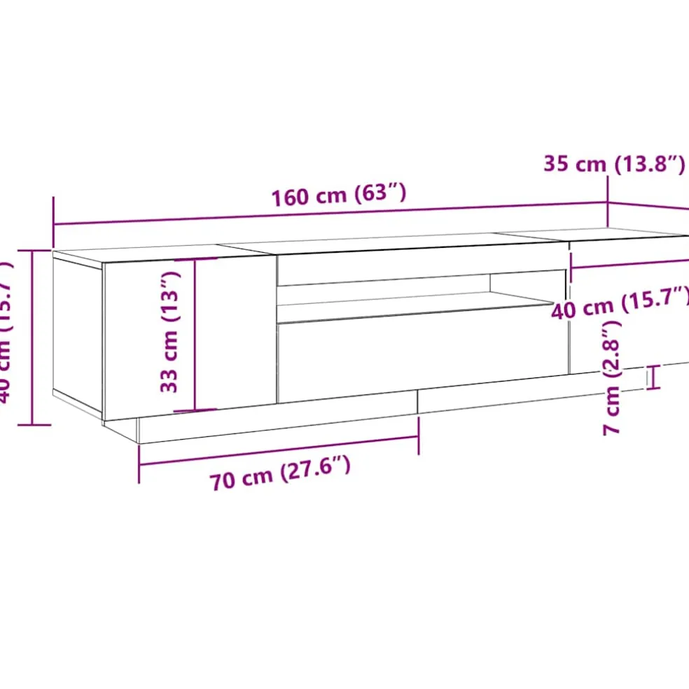 vidaXL TV-kast 160 x 35 x 40 cm Zwart Bewerkt hout