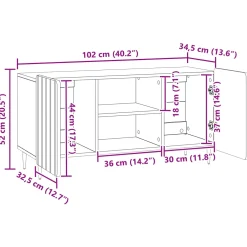 vidaXL TV-kast 102 x 34,5 x 52 cm Zwart Bewerkt hout