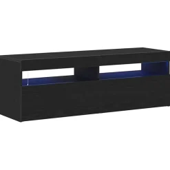 vidaXL TV-kast 120 x 35 x 40 cm Zwart Eiken Bewerkt hout
