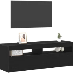 vidaXL TV-kast 120 x 35 x 40 cm Zwart Eiken Bewerkt hout