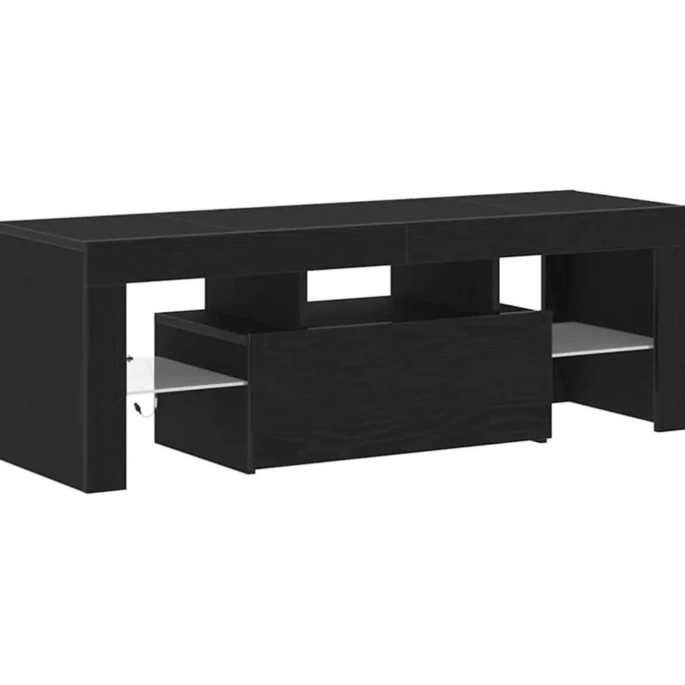 vidaXL TV-kast 120 x 35 x 40 cm Zwart Eiken Bewerkt hout