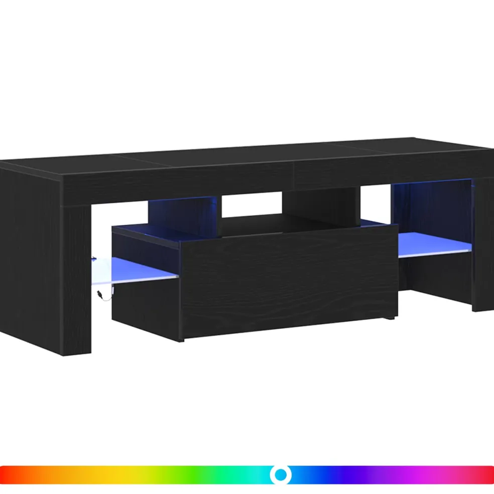vidaXL TV-kast 120 x 35 x 40 cm Zwart Eiken Bewerkt hout