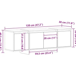 vidaXL TV-kast 120 x 30 x 40,5 cm Zwart Eiken Bewerkt hout