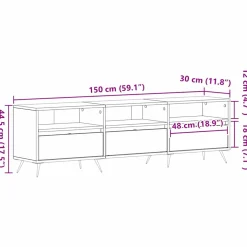 vidaXL TV-kast 150 x 30 x 44,5 cm Zwart eiken Bewerkt hout