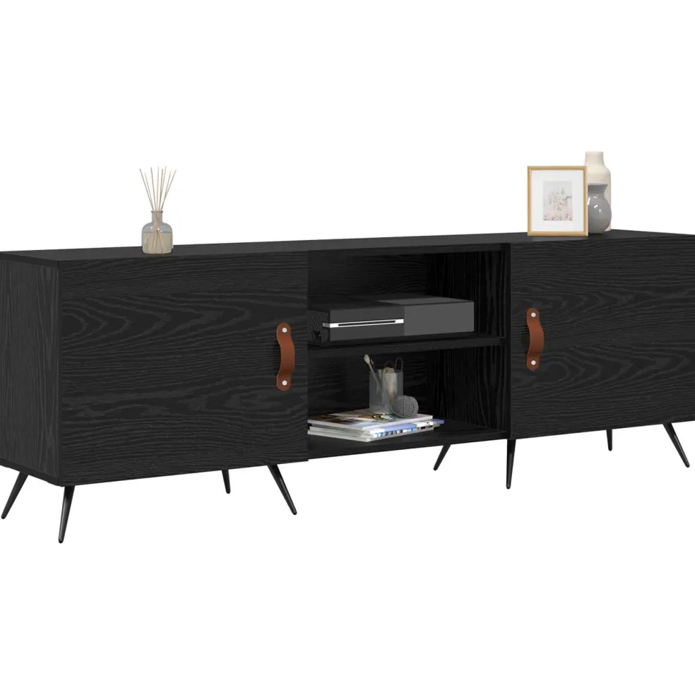 vidaXL TV-kast 150 x 30 x 50 cm Zwart eiken Bewerkt hout