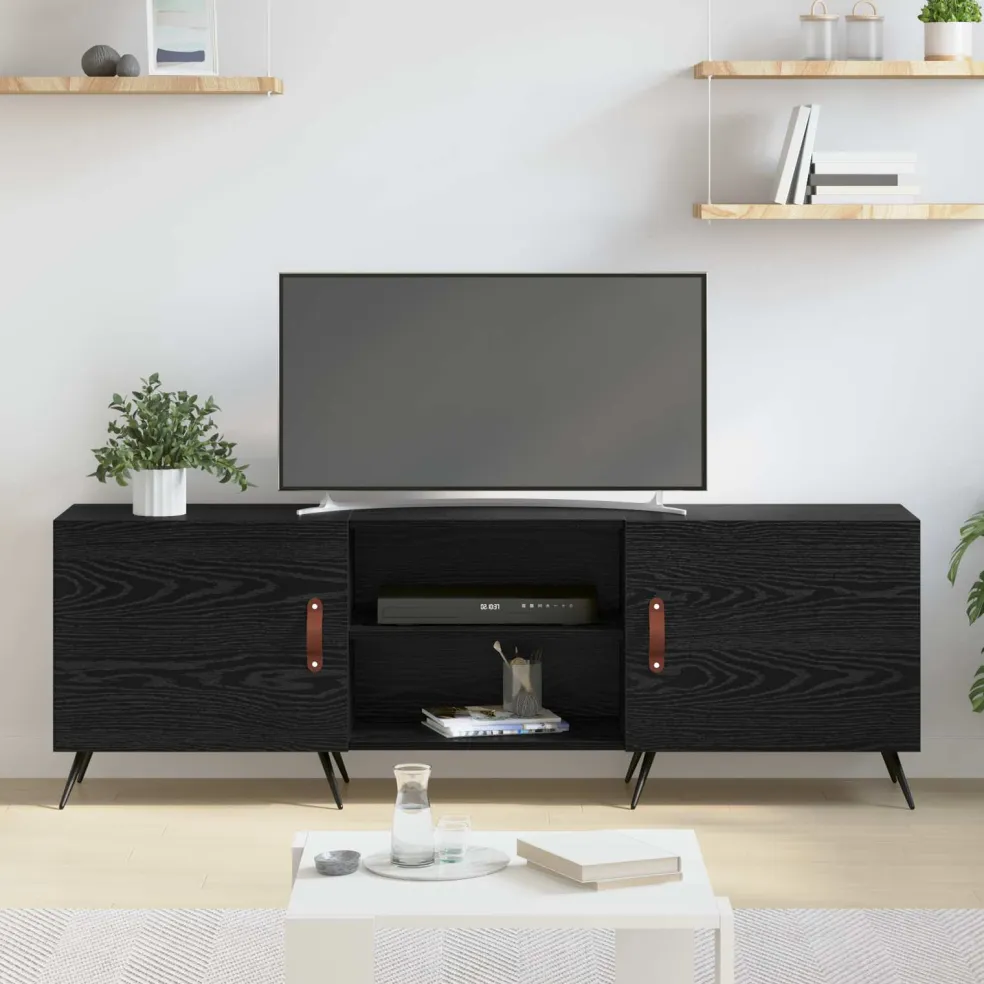 vidaXL TV-kast 150 x 30 x 50 cm Zwart eiken Bewerkt hout