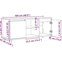 vidaXL TV-kast 104 x 35 x 50 cm Zwart Eiken Bewerkt hout