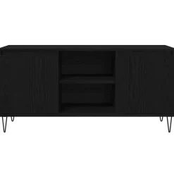 vidaXL TV-kast 104 x 35 x 50 cm Zwart Eiken Bewerkt hout