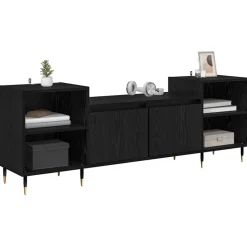vidaXL TV-kast 160 x 35 x 55 cm Zwart Eiken Bewerkt hout