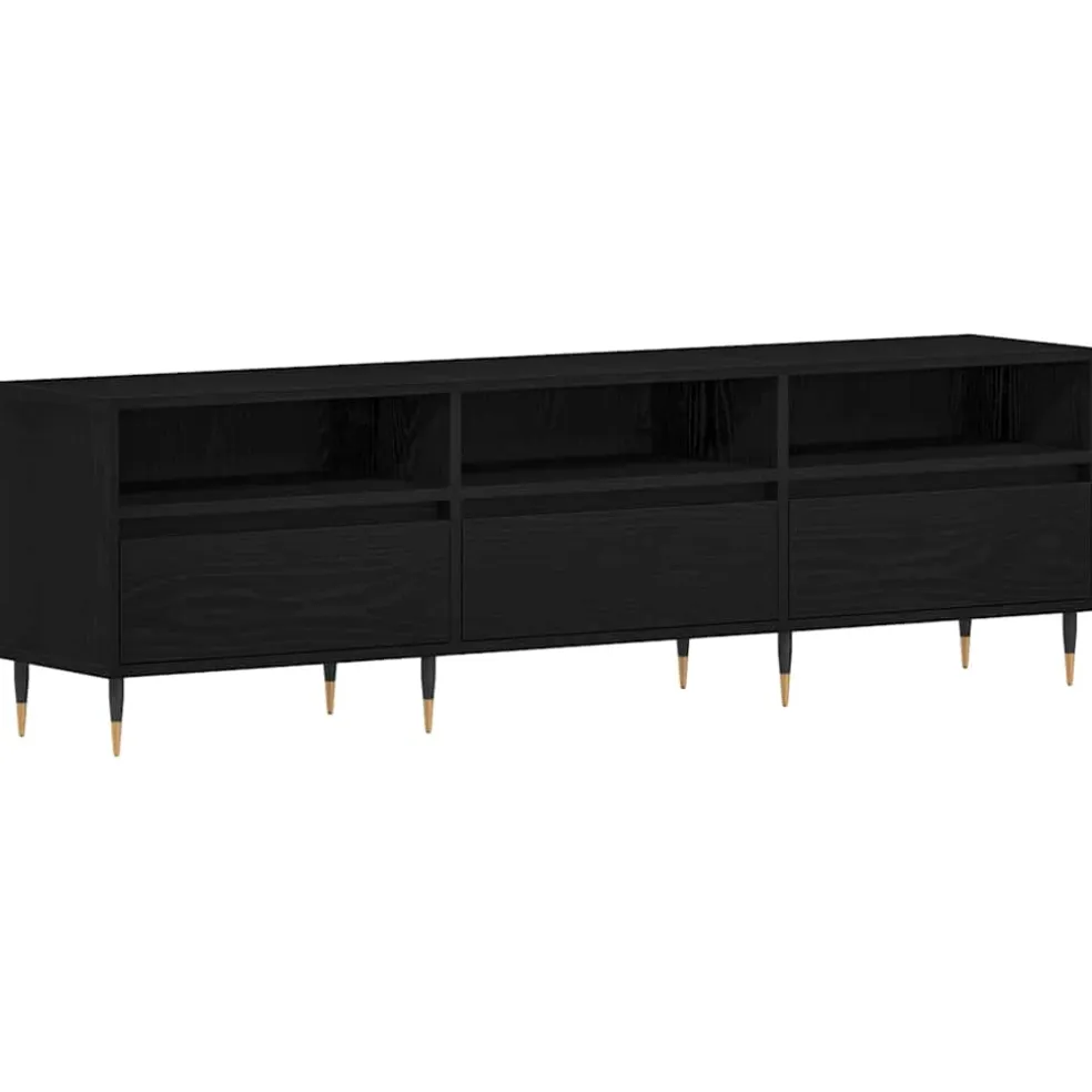 vidaXL TV-kast 150 x 30 x 44,5 cm Zwart Eiken Bewerkt hout