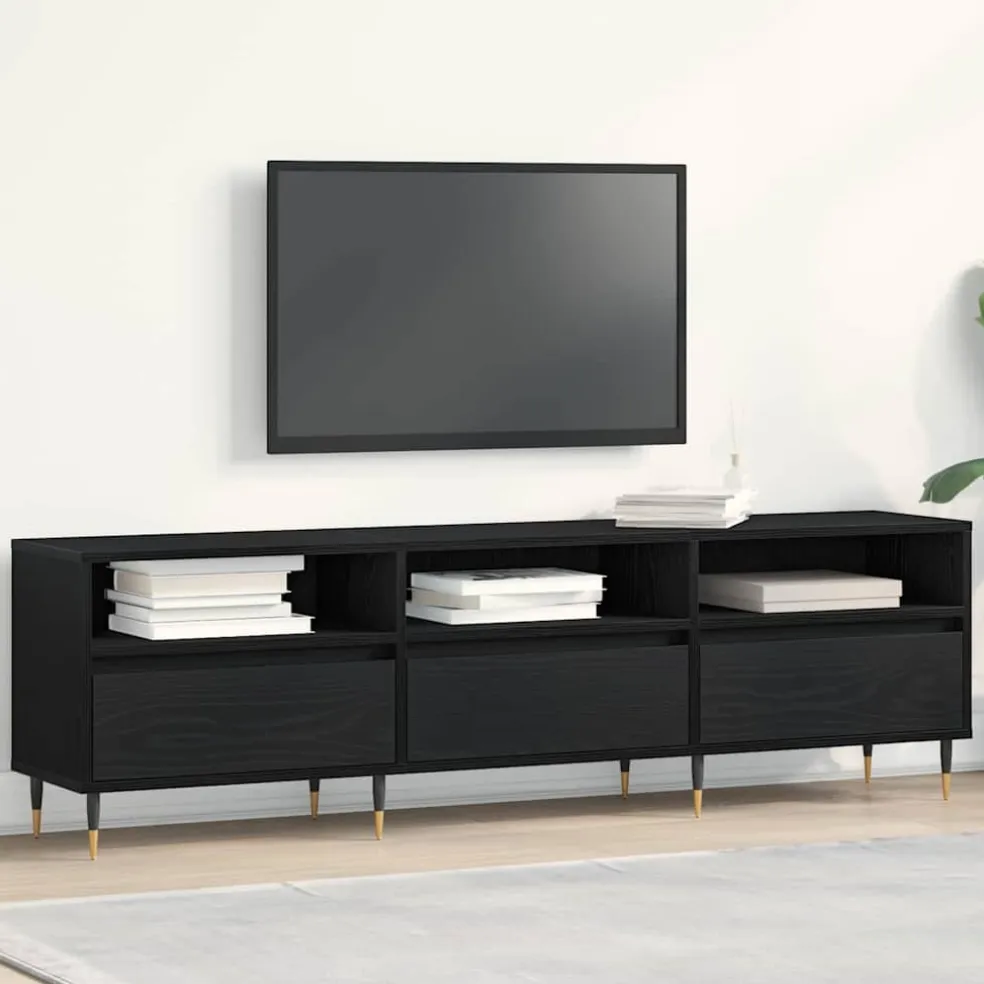 vidaXL TV-kast 150 x 30 x 44,5 cm Zwart Eiken Bewerkt hout