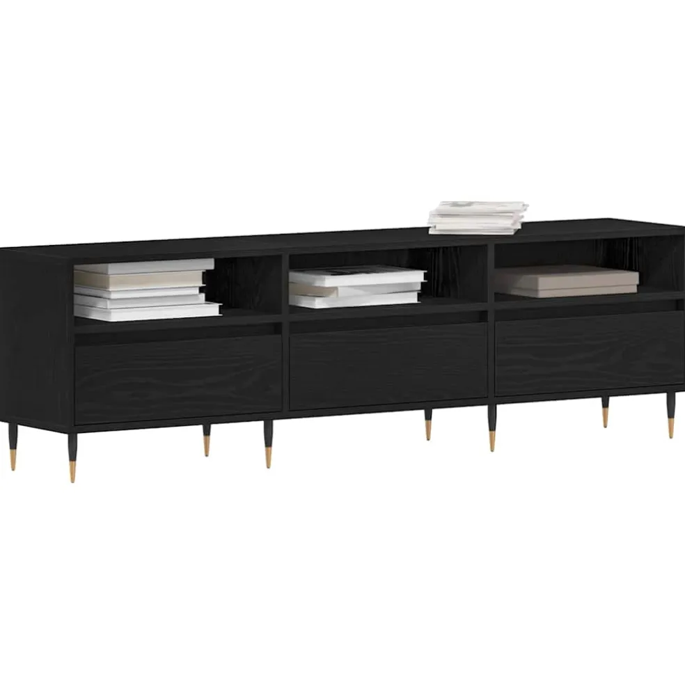 vidaXL TV-kast 150 x 30 x 44,5 cm Zwart Eiken Bewerkt hout
