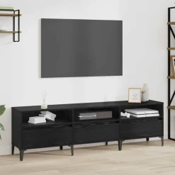 vidaXL TV-kast Zwart Eiken 150 x 30 x 45 cm Gemonteerd hout en ijzer