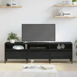 vidaXL TV-kast Zwart Eiken 150 x 30 x 45 cm Gemonteerd hout en ijzer