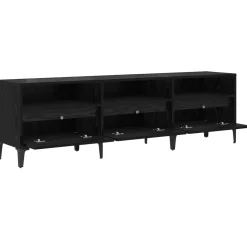 vidaXL TV-kast Zwart Eiken 150 x 30 x 45 cm Gemonteerd hout en ijzer