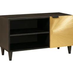 vidaXL TV-kast Zwart en Goud 80 x 33 x 46 cm Bewerkt hout