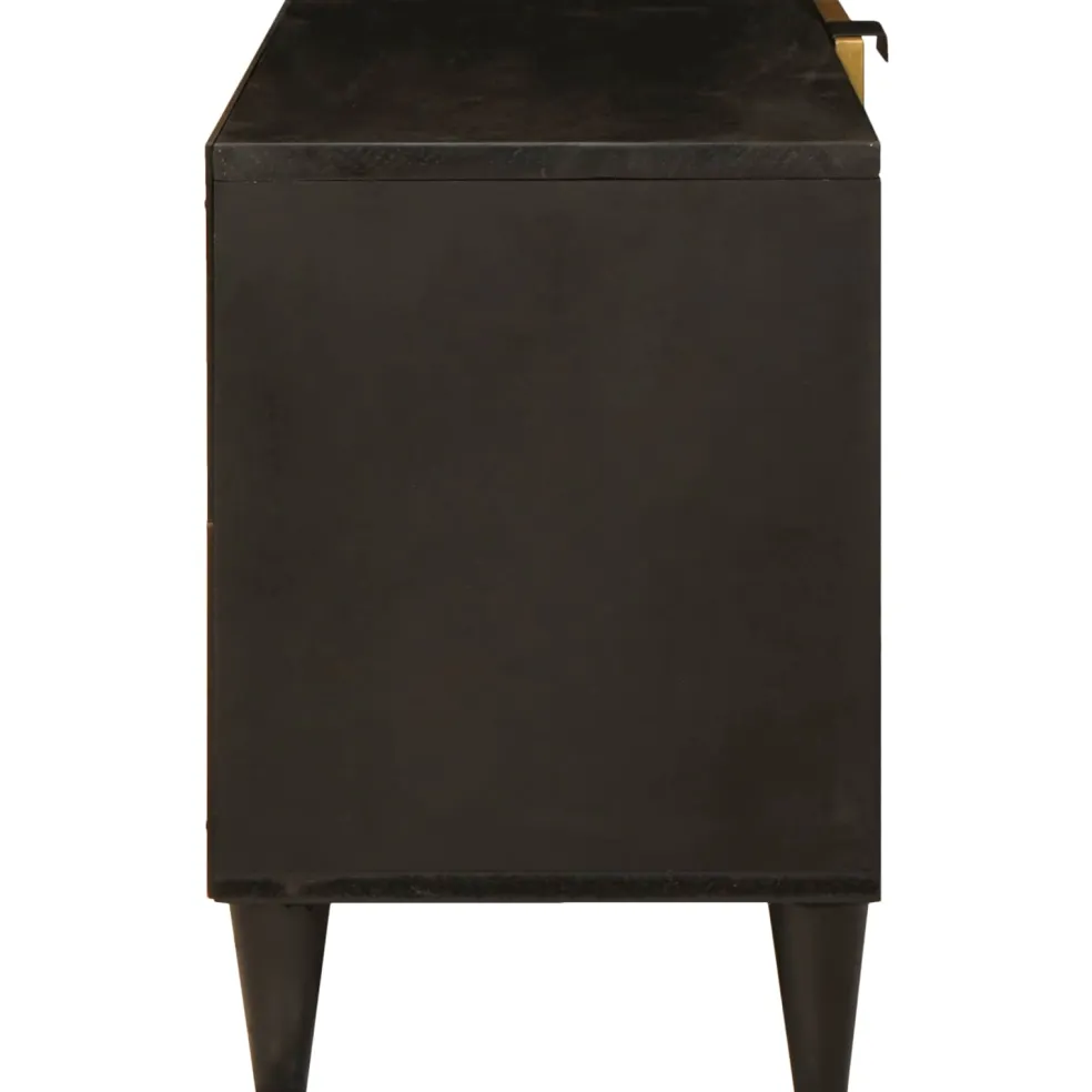 vidaXL TV-kast Zwart en Goud 80 x 33 x 46 cm Bewerkt hout