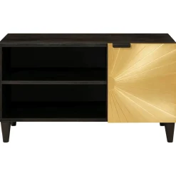 vidaXL TV-kast Zwart en Goud 80 x 33 x 46 cm Bewerkt hout