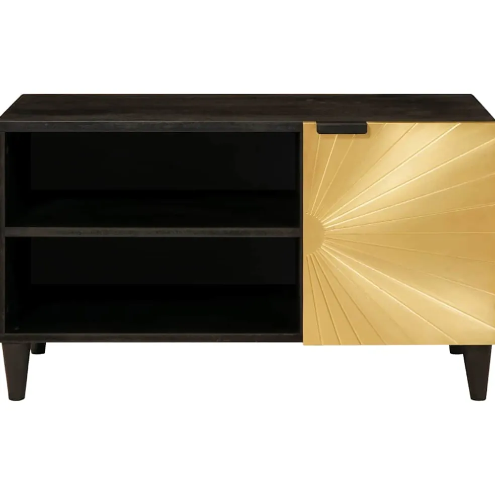 vidaXL TV-kast Zwart en Goud 80 x 33 x 46 cm Bewerkt hout