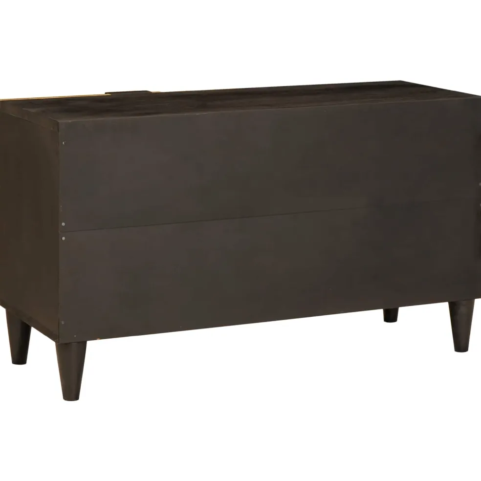 vidaXL TV-kast Zwart en Goud 80 x 33 x 46 cm Bewerkt hout