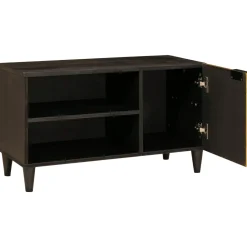 vidaXL TV-kast Zwart en Goud 80 x 33 x 46 cm Bewerkt hout