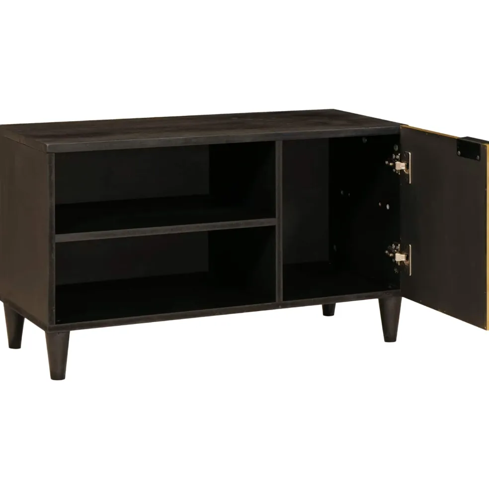 vidaXL TV-kast Zwart en Goud 80 x 33 x 46 cm Bewerkt hout
