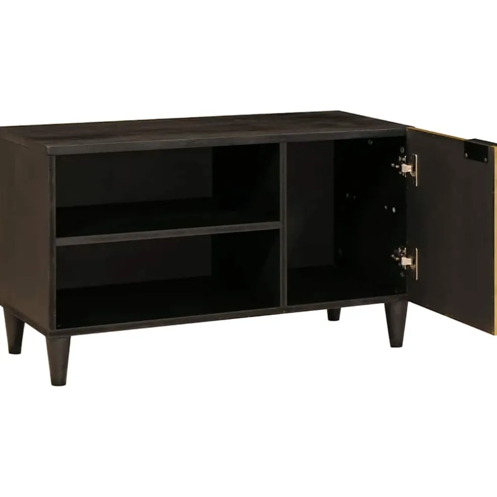 vidaXL TV-kast Zwart en Goud 80 x 33 x 46 cm Bewerkt hout
