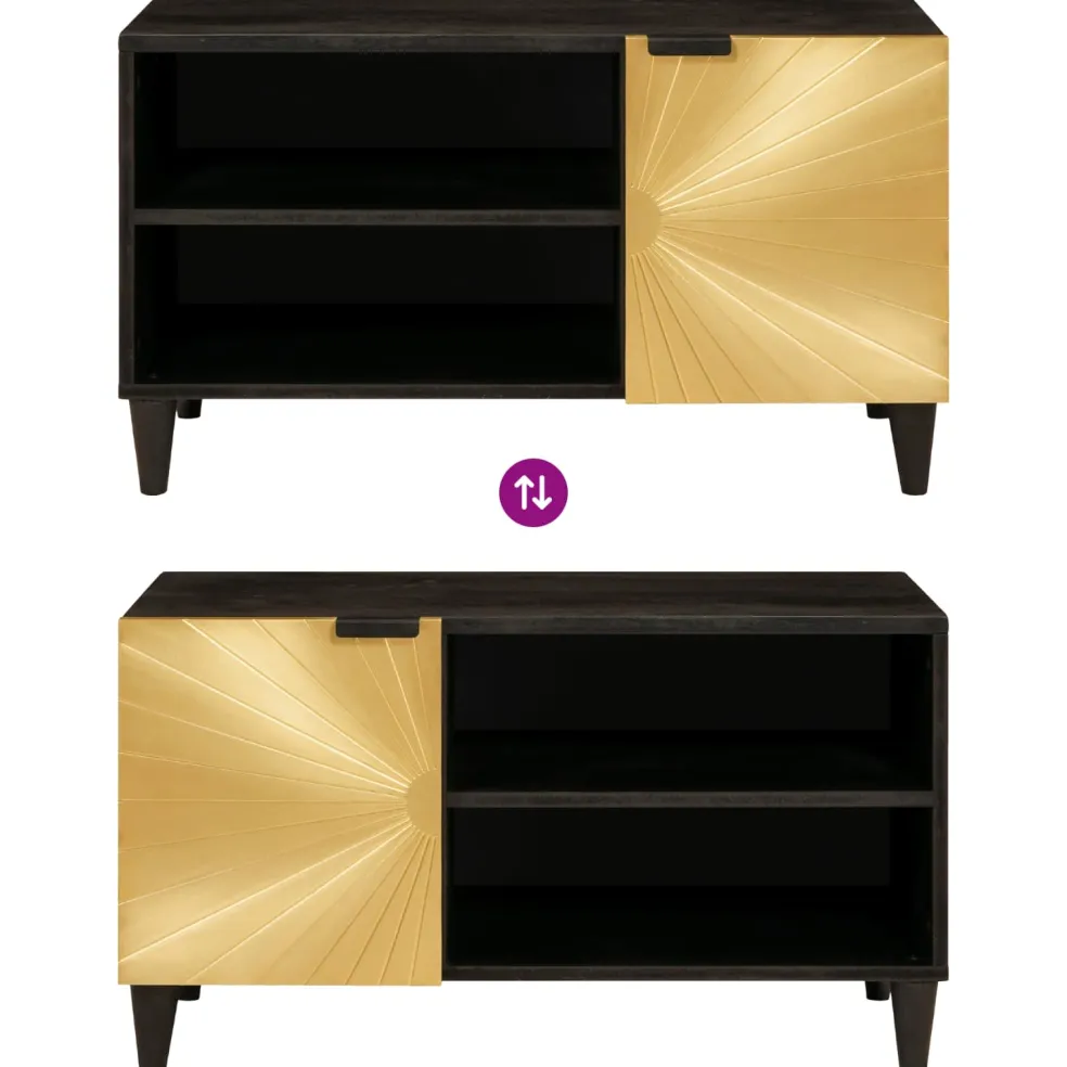vidaXL TV-kast Zwart en Goud 80 x 33 x 46 cm Bewerkt hout