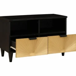 vidaXL TV-kast Zwart en Goud 70 x 33 x 46 cm Bewerkt hout