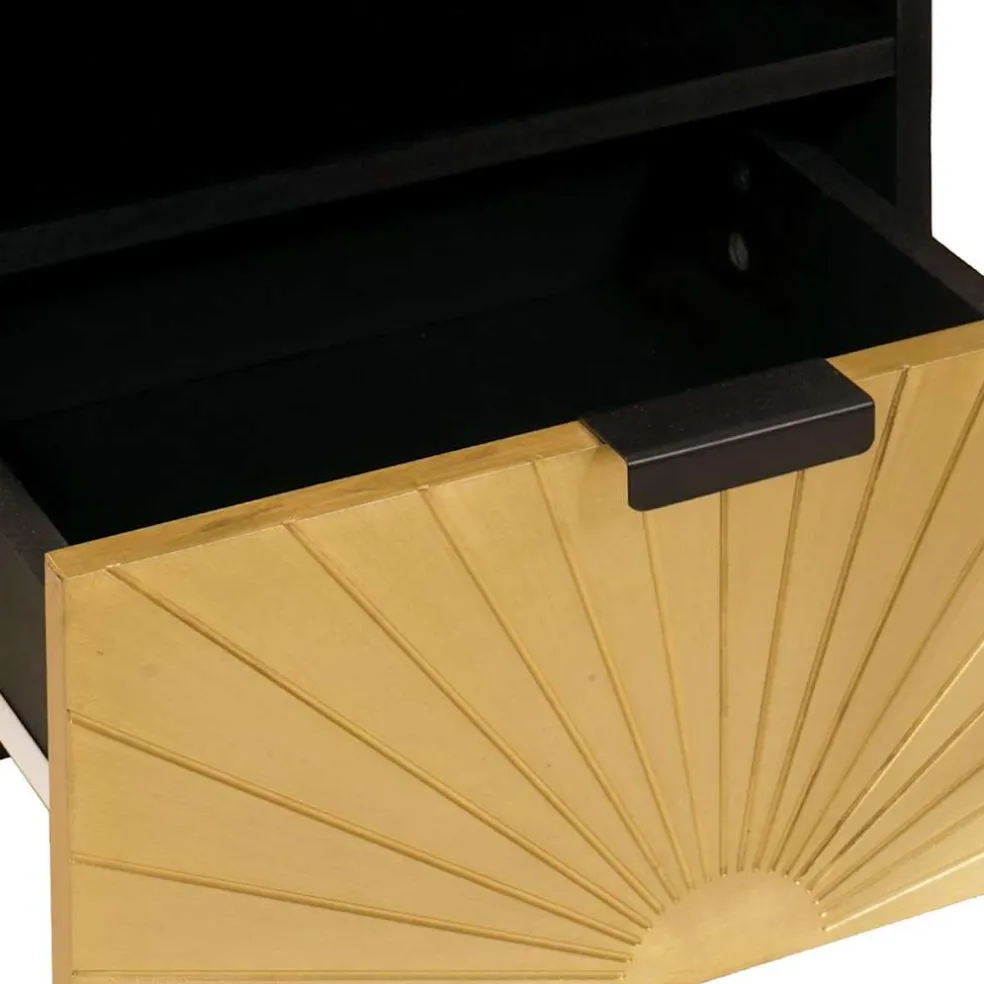 vidaXL TV-kast Zwart en Goud 70 x 33 x 46 cm Bewerkt hout