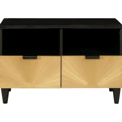 vidaXL TV-kast Zwart en Goud 70 x 33 x 46 cm Bewerkt hout