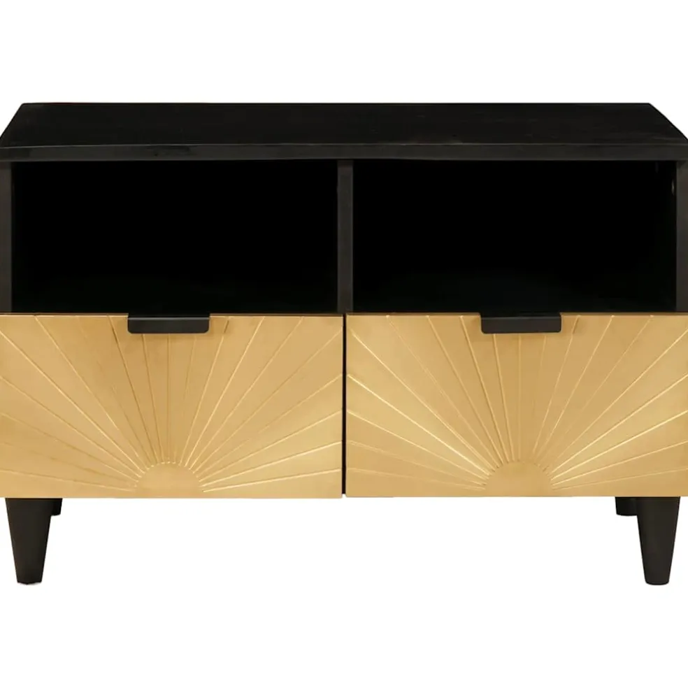 vidaXL TV-kast Zwart en Goud 70 x 33 x 46 cm Bewerkt hout
