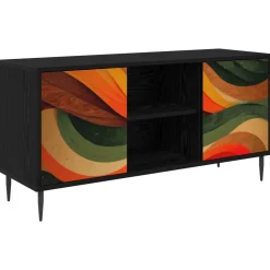 vidaXL Tv-meubel BONN 102 x 33 x 51 cm Zwart eiken Bewerkt hout