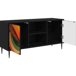 vidaXL Tv-meubel BONN 102 x 33 x 51 cm Zwart eiken Bewerkt hout