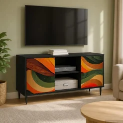 vidaXL Tv-meubel BONN 102 x 33 x 51 cm Zwart eiken Bewerkt hout