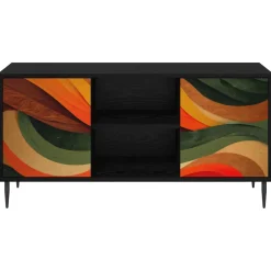 vidaXL Tv-meubel BONN 102 x 33 x 51 cm Zwart eiken Bewerkt hout
