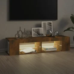 vidaXL Tv-meubel LED-verlichting 135x39x30 cm gerookt eikenkleurig
