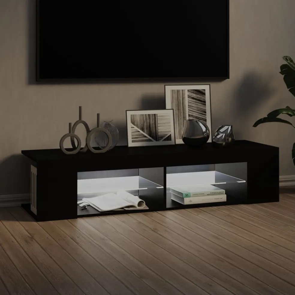 vidaXL Tv-meubel met LED-verlichting 135x39x30 cm zwart