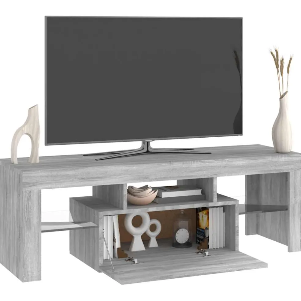 vidaXL Tv-meubel met LED-verlichting 120x35x40 cm grijs sonoma eiken