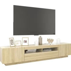 vidaXL Tv-meubel met LED-verlichting 200x35x40 cm sonoma eikenkleurig