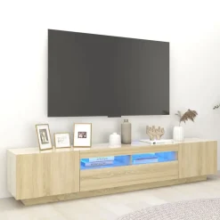 vidaXL Tv-meubel met LED-verlichting 200x35x40 cm sonoma eikenkleurig