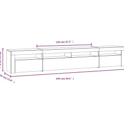 vidaXL Tv-meubel met LED-verlichting 240x35x40 cm wit