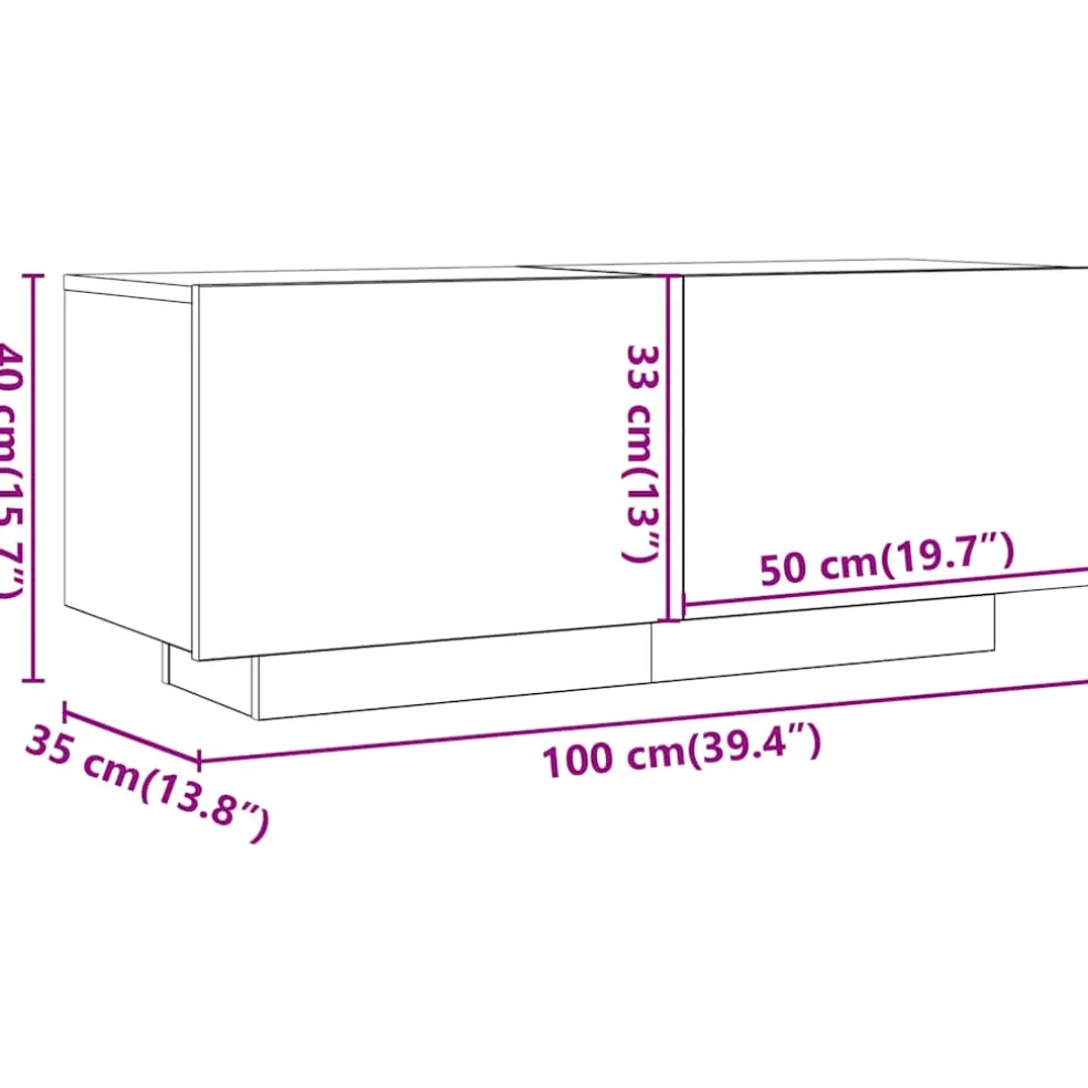 vidaXL Tv-meubel met LED-verlichting 200x35x40 cm wit