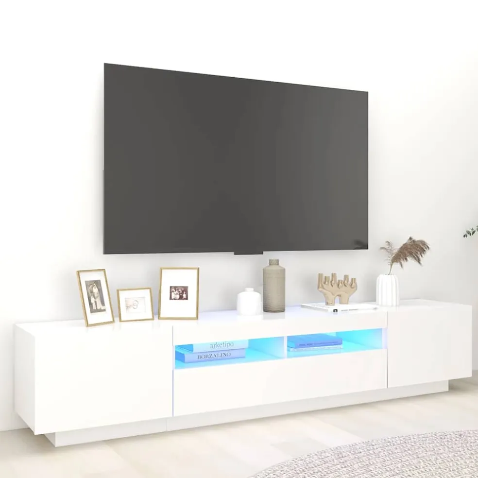 vidaXL Tv-meubel met LED-verlichting 200x35x40 cm wit