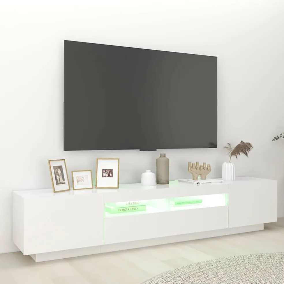 vidaXL Tv-meubel met LED-verlichting 200x35x40 cm wit