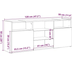vidaXL Tv-meubel met LED-verlichting 120x30x50 cm wit