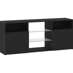 vidaXL Tv-meubel met LED 120x30x50 cm bewerkt hout zwart eiken