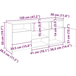 vidaXL Tv-meubel met LED 120x30x50 cm bewerkt hout zwart eiken